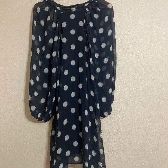NWT Anthropologie Maeve Long-Sleeve Sheer Mini Dress Polka Dot - Picture 7 of 11